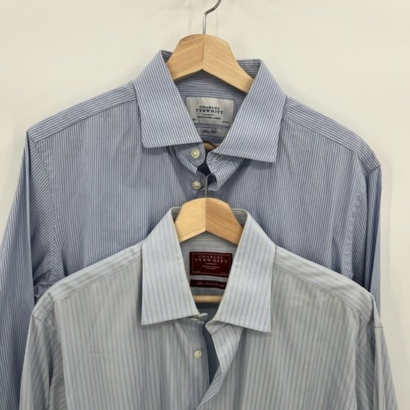 Other - Luxury Shirt Bundle of 2 Striped Slim Fit & Sea Island Quality